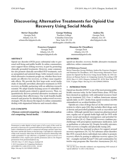 Discovering Alternative Treatments for Opioid Use Recovery Using Social Media