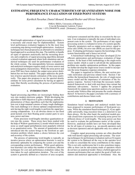 Estimating Frequency Characteristics of Quantization Noise for Performance Evaluation of Fixed Point Systems