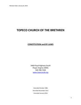 TOPECO CHURCH of the BRETHREN CONSTITUTION And