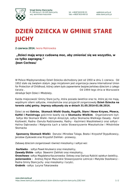 Dzień Dziecka W Gminie Stare Juchy