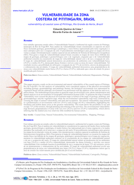 VULNERABILIDADE DA ZONA COSTEIRA DE PITITINGA/RN, BRASIL Vulnerability of Coastal Zone of Pititinga, Rio Grande Do Norte, Brazil