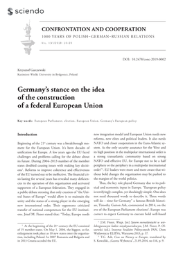 Germany's Stance on the Idea of the Construction of a Federal European