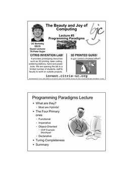 Programming Paradigms Lecture