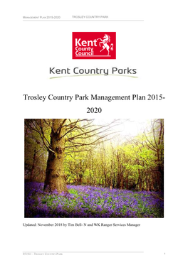 Trosley Country Park Management Plan 2015- 2020