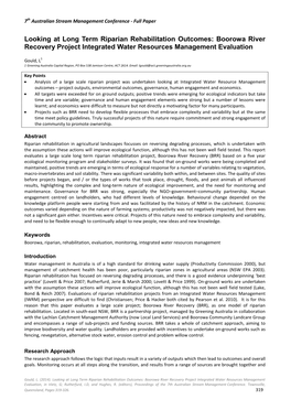 Boorowa River Recovery Project Integrated Water Resources Management Evaluation