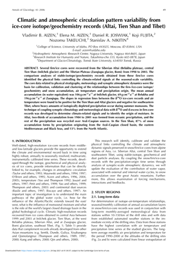 Climatic and Atmospheric Circulation Pattern Variability from Ice-Core Isotope/Geochemistry Records (Altai, Tien Shan and Tibet)