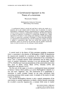 A Combinatorial Approach to the Theory of O~-Automata