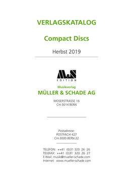 VERLAGSKATALOG Compact Discs