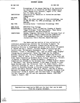 Proceedings of the Annual Meeting of the Association for Education in Journalism and Mass Communication (76Th, Kansas City, Missouri, August 11-14, 1993)