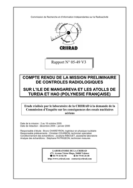 Rapport Final CRIIRAD N°05-49 Polynésie Janvier 2006 V3