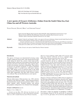 A New Species of Zenopsis (Zeiformes: Zeidae) from the South China Sea, East China Sea and Off Western Australia