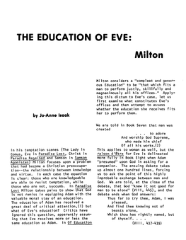 THE EDUCATION of EVE: Milton