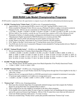 2020 RUSH Late Model Championship Programs