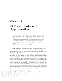 PCP and Hardness of Approximation