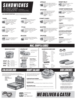 SANDWICHES SALAD | 370 Cal All Sandwiches COMET MOREHOUSE Can Be Made Into a Salad! SPARTAN Double Ham, Provolone Cheese, All, but the Briskets of Course