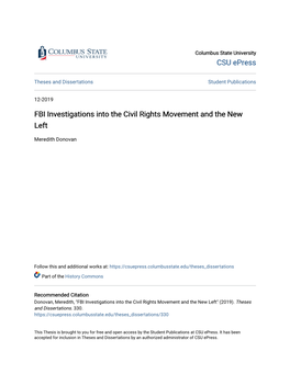 FBI Investigations Into the Civil Rights Movement and the New Left