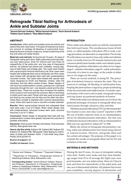 Retrograde Tibial Nailing for Arthrodesis of Ankle and Subtalar