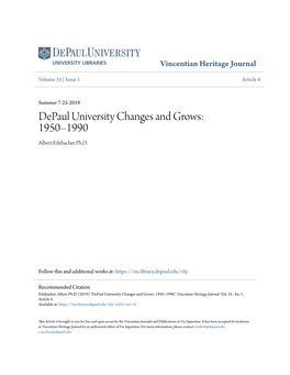 Depaul University Changes and Grows: 1950–1990 Albert Erlebacher Ph.D