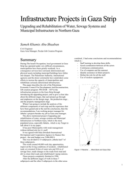 Infrastructure Projects in Gaza Strip Upgrading and Rehabilitation of Water, Sewage Systems and Municipal Infrastructure in Northern Gaza