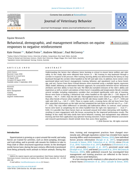 Behavioral, Demographic, and Management Influences on Equine