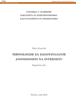 Tehnologije Za Zagotavljanje Anonimnosti Na Internetu