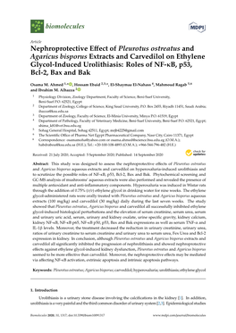 Nephroprotective Effect of Pleurotus Ostreatus and Agaricus Bisporus