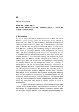 1. Introduction the Role of Pastors and Relatives in Christian Funerals Has Been Transformed