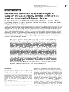 Genome-Wide Association Study Meta-Analysis of European