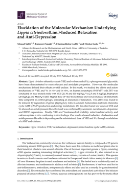 Elucidation of the Molecular Mechanism Underlying Lippia Citriodora(Lim.)-Induced Relaxation and Anti-Depression