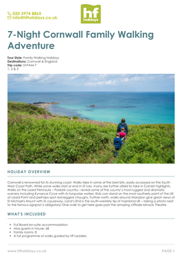 7-Night Cornwall Family Walking Adventure