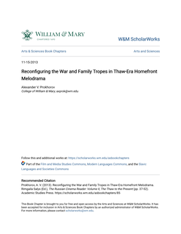 Reconfiguring the War and Family Tropes in Thaw-Era Homefront