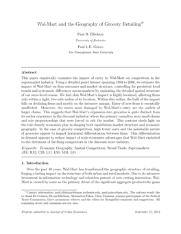 Wal-Mart and the Geography of Grocery Retailing$