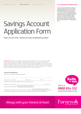 Savings Account Application Form