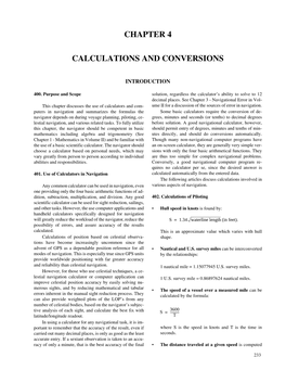 Chapter 4 Calculations and Conversions