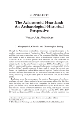 The Achaemenid Heartland: an Archaeological-Historical Perspective 933