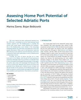 Assesing Home Port Potential of Selected Adriatic Ports