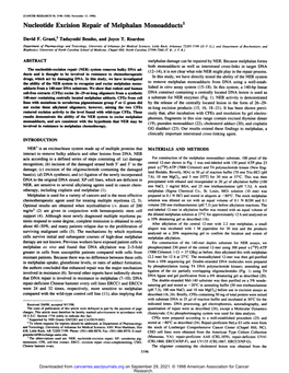 Nucleotide Excision Repair of Melphalan Monoadducts1