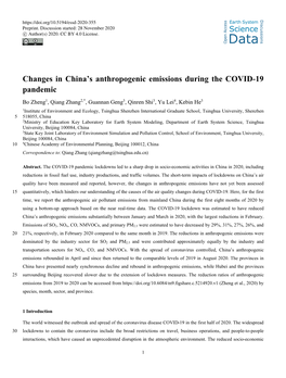 Changes in China's Anthropogenic Emissions During The