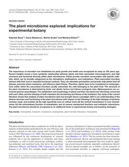 The Plant Microbiome Explored: Implications for Experimental Botany