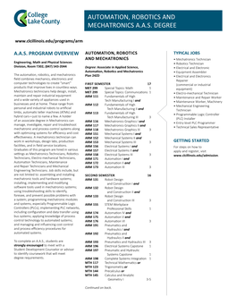 Automation, Robotics and Mechatronics Aas Degree