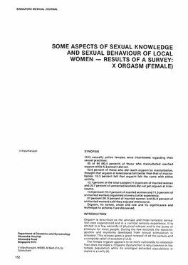 And Sexual Behaviour of Local X Orgasm (Female)