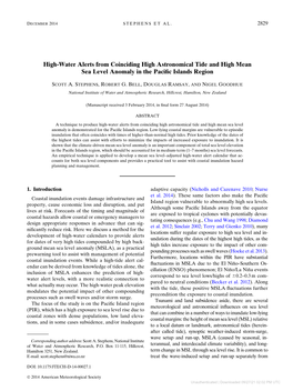 High-Water Alerts from Coinciding High Astronomical Tide and High Mean Sea Level Anomaly in the Paciﬁc Islands Region