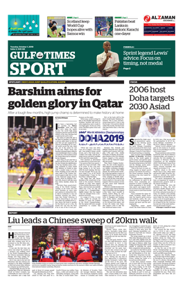 Barshim Aims for Golden Glory in Qatar