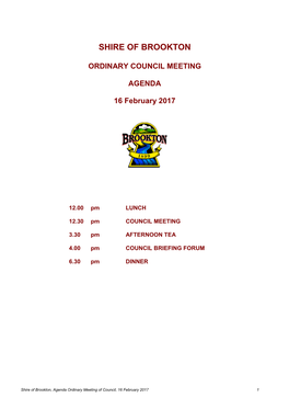 ORDINARY COUNCIL MEETING AGENDA 16 February 2017