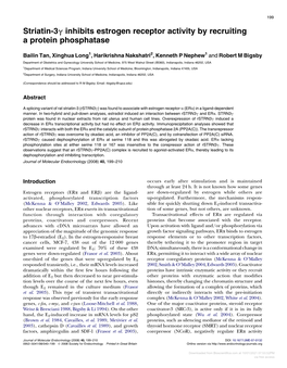 Striatin-3G Inhibits Estrogen Receptor Activity by Recruiting a Protein Phosphatase