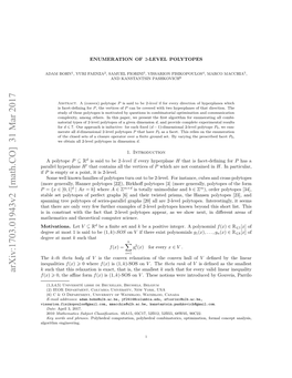 Arxiv:1703.01943V2 [Math.CO] 31 Mar 2017 F(X) > 0, the Aﬃne Form F(X) Is (1, K)-SOS on V