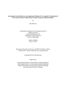 Investigating Termite Behavior and Application Methods of Non-Repellent Termiticides for the Control of Eastern Subterranean Termites (Isoptera: Rhinotermitidae)