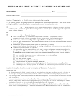 Domestic Partnership Affidavit 3-12