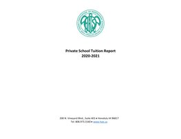 Private School Tuition Report 2020-2021