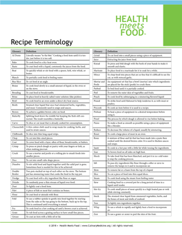 Recipe Terminology